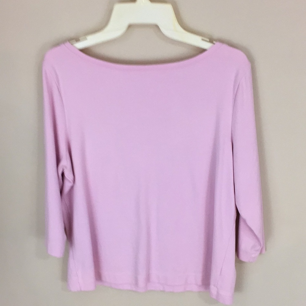 LL Bean Pink Boatneck 3/4 Sleeve T-shirt Size Large - Picture 2 of 6
